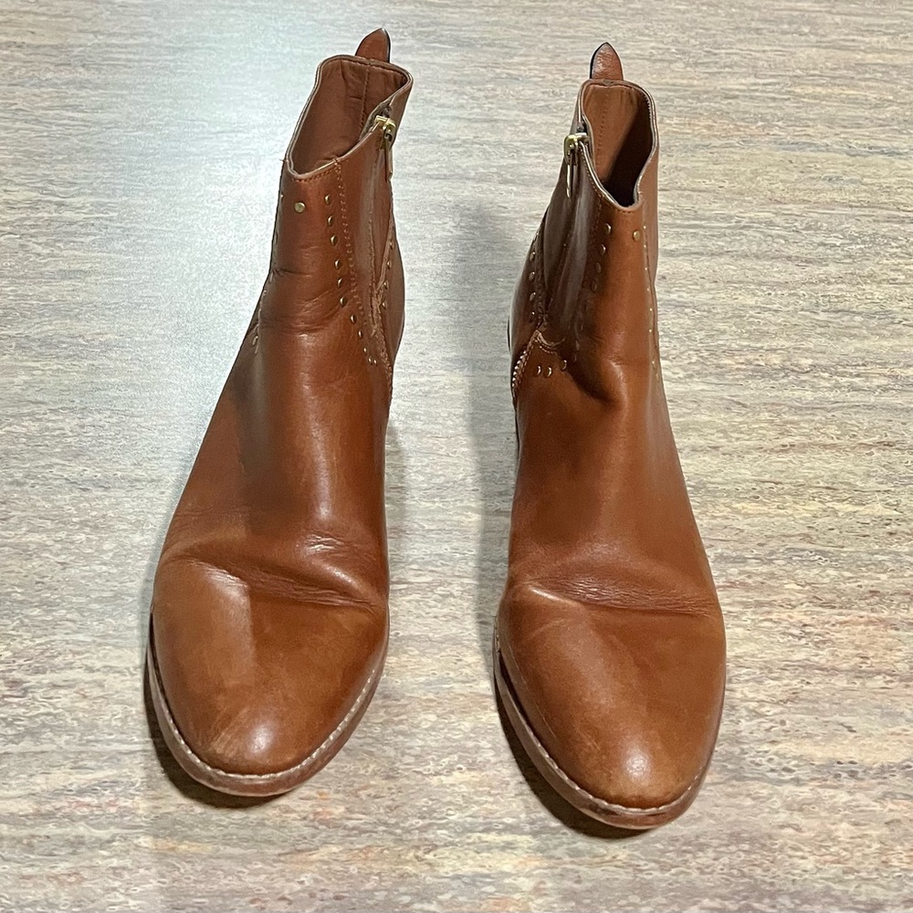 Coach tan leather ankle boots with studs - Picture 3 of 15